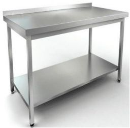 Стол производственный из нержавеющей стали (с полкой и бортом)