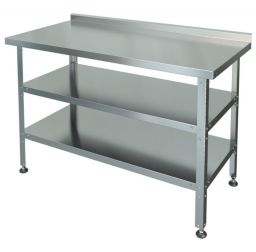 Стол производственный из нержавеющей стали с 2 полками