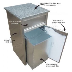 Урна для фудкорта с гранитной столешицей