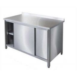 Стол-тумба с раздвижными дверями  из нержавеющей стали "купе"