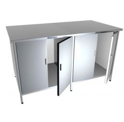 Стол-тумба из нержавеющей стали, 4 распашные двери