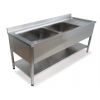 Стол производственный с 2 -мя ваннами  моечными из нержавеющей стали