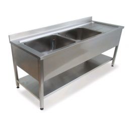 Стол производственный с 2 -мя ваннами  моечными из нержавеющей стали
