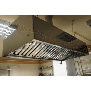 Зонт островной вытяжной с жироулавливающим фильтром, из нержавеющей стали