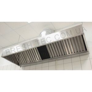 Зонт пристенный вытяжной с фильтрами из нержавеющей стали ...