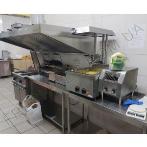 Зонт пристенный вытяжной с жироулавливающим фильтром, "козырькового" типа