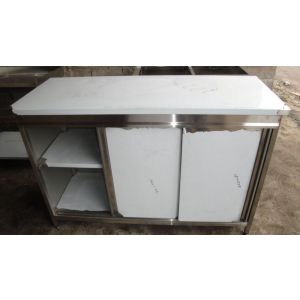 Стол-тумба с раздвижными дверями  из нержавеющей стали "купе"